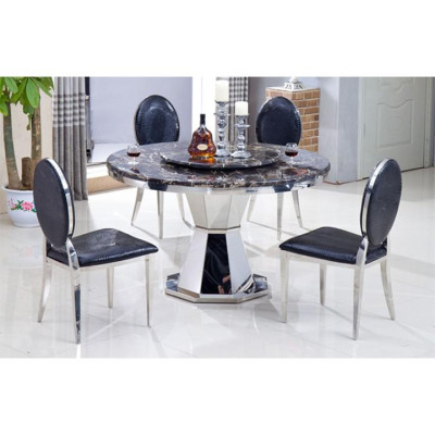 Bàn Ăn Inox Tròn Mặt Đá Juno Sofa HHP-BA8185-13 Sang Trọng