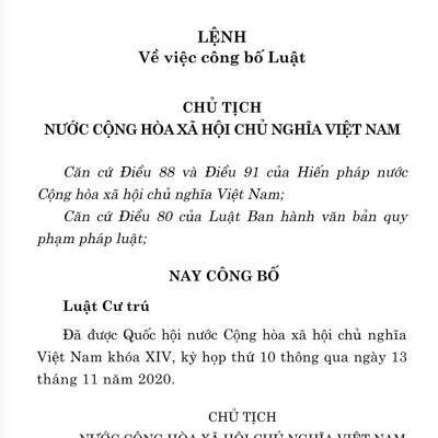 Luật cư trú - bản in năm 2021