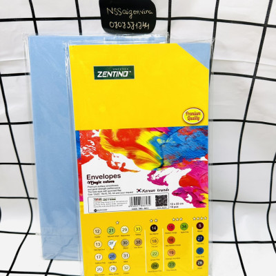 Xấp 10 Cái Bao Thư 12*22 Zentino Màu Sắc Đa Dạng