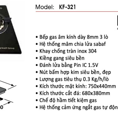 Bếp gas âm đa vùng nấu KAFF KF-321 - Hàng chính hãng