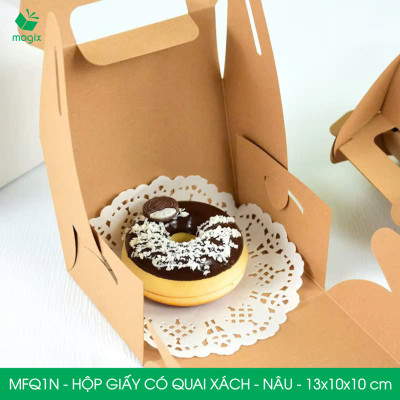 MFQ1N - 13.5x10x10 cm - 20 hộp giấy kraft có quai xách - Hộp đựng bánh ngọt, hộp quà tặng handmade