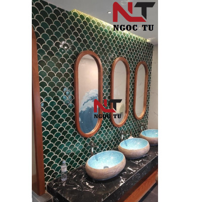CHẬU RỬA MẶT, LAVABO NHẬP KHẨU CAO CẤP GROVES  MEN XANH NGỌC 8126