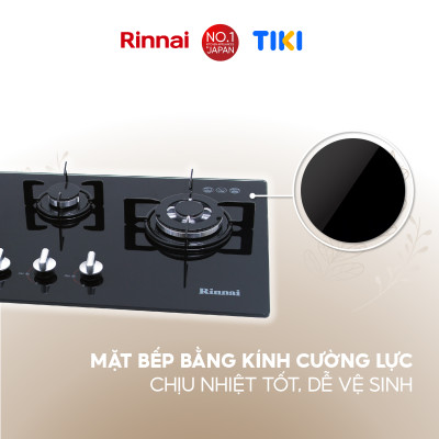 Bếp gas âm Rinnai RVB-312BG mặt bếp kính và kiềng bếp men - Hàng chính hãng.