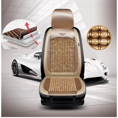 01 cái áo ghế ô tô chất liệu da cao cấp phủ 1 ghế trước, có đan hạt gỗ chống nóng, massage lưng