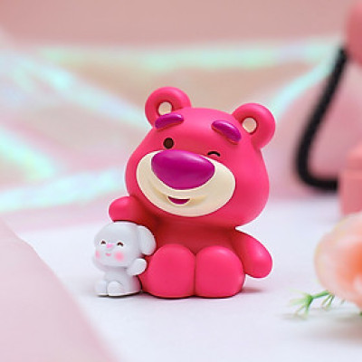 Mô Hình Gấu Dâu Mini Và Thỏ Trang Trí Xe Hơi Bàn Học Quà Tặng_ Hàng Chính Hãng