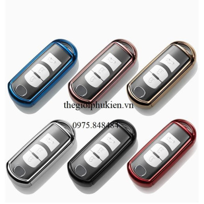 Ốp, bọc chìa khóa silicon tráng gương bảo vệ chìa khóa xe Mazda 2, 3, 6, CX-5, CX5, CX8, CX-8 kèm móc đeo INOX