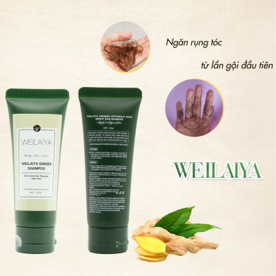 Bộ Dầu Gội Xả Weilaiya Tinh Chất Gừng, Hà Thủ Ô Cao Cấp Ngăn Rụng Tóc, Dưỡng Tóc Giúp Mọc Tóc(Bản 20ml)- Sản phẩm chính hãng