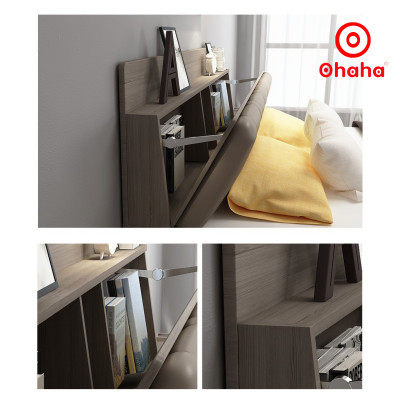 [Miễn phí vận chuyển & lắp đặt] Giường ngủ thông minh cao cấp bọc nệm đầu giường gỗ công nghiệp Ohaha - GN007