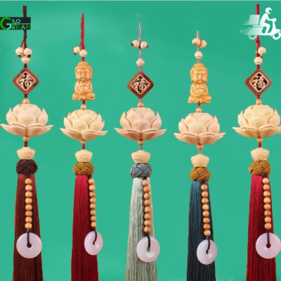 Khánh Liên Hoa Trang Trí Xe Hơi , Dây Treo Sen Gỗ Hoàng Dương Trang Trí Ô Tô