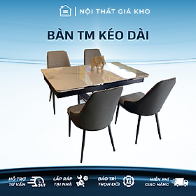 Bàn ăn thông minh mặt đá ceramic kéo dài 2 đầu kết hợp ghế Spine