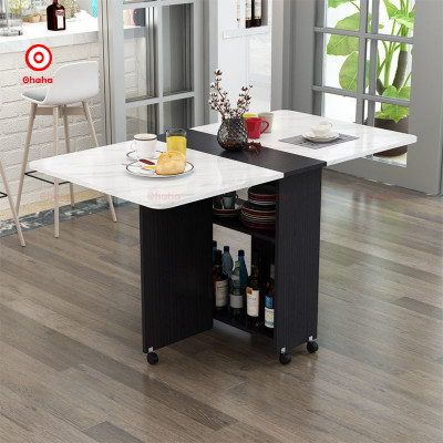 [Kèm Ảnh Thực Tế - Miễn phí vận chuyển & Lắp đặt]  BÀN ĂN GẤP GỌN THÔNG MINH GIẢ VÂN ĐÁ OHAHA CÓ BÁNH XE - BA004