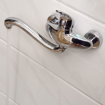 Tên sVòi rửa chén âm tường nóng lạnh Đồng mạ Chrome Eurolife EL-T015AT (Trắng bạc)