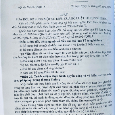 Bộ Luật Hình sự ( Sửa đổi, bổ sung năm 2025 ) - Bộ Luật Tố Tụng Hình Sự ( Sửa đổi, bổ sung năm 2025 )