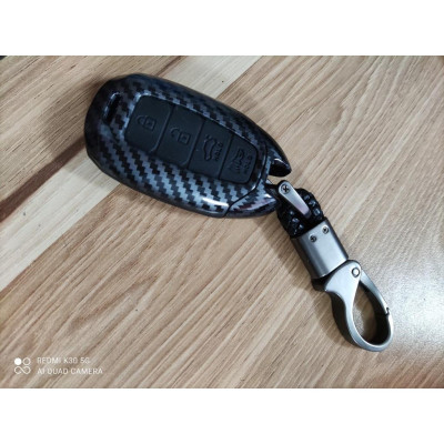 Bao Da Carbon Dành Cho Xe Hyundai Accent 2021 - 4 Nút kèm móc khóa đẹp