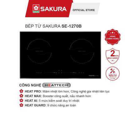 Bếp Từ Đôi Sakura Công Nghệ HEATTECH SE-1270B Hàng Chính Hãng 