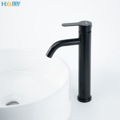Vòi rửa mặt nóng lạnh mẫu cao inox 304 sơn đen Hobby home decor VRM8