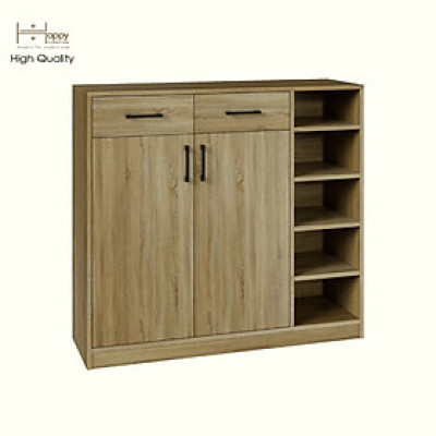 HAPPY FURNITURE , HEINEE - Tủ lưu trữ 2 cửa mở 2 ngăn kéo, TCM_215 , 110cm x 34cm x 100cm DxRxC, sản phẩm phổ thông