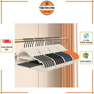 Set 10 móc treo quần áo chống trượt xoay 360 đa năng 