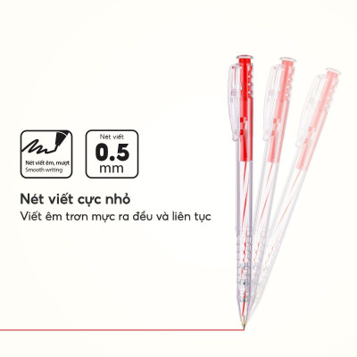 Combo 10-15-20 Bút Bi Thiên Long TL-027 - Mực Xanh/Đen/Đỏ