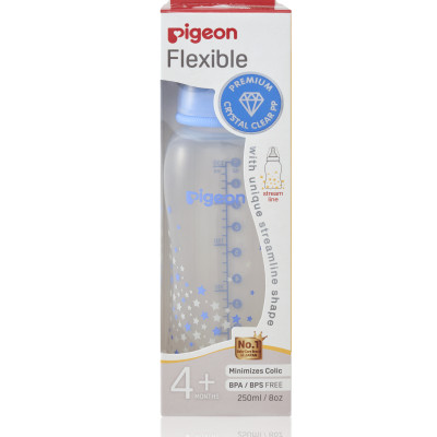 Bình sữa cổ hẹp PP Streamline hình ngôi sao hồng/xanh Pigeon 250ml (M)