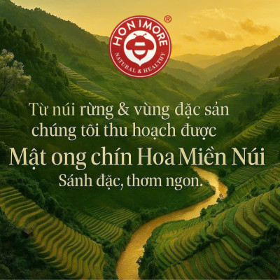 Mật ong rừng Hoa Miền Núi dạng tuýp tiện dụng 130g - 100% mật ong chín Honimore
