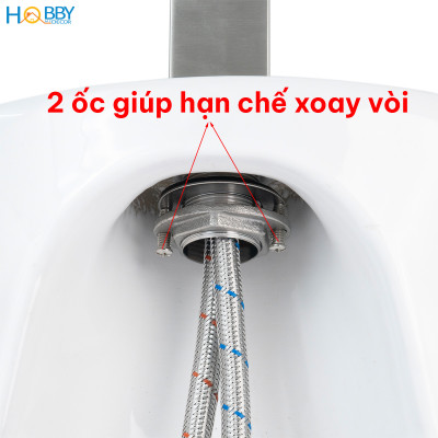 Vòi chậu lavabo rửa mặt nóng lạnh inox 304 mờ Hobby home decor VRM6