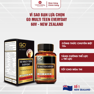 Viên uống dành cho tuổi teen nhập khẩu chính hãng New Zealand GO MULTI TEEN EVERYDAY (60 viên)  bổ sung 32 vitamin, khoáng chất và một số dưỡng chất hỗ trợ duy trì và tăng cường sức khỏe cho trẻ ở tuổi tăng trưởng, tuổi dậy thì