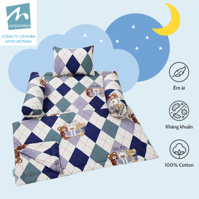 Bộ chăn gối nệm cho bé MYM chất liệu vải Cotton mềm mại, thấm hút
