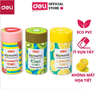 Tẩy 2B Deli, 40×22×12mm, Kiwi, Dâu, Chanh - 3 chiếc - EH01400-3C 