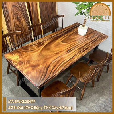 [KL20477] Bàn Ăn Mặt Gỗ Me Tây Nguyên Tấm 1.79m - TẶNG CHÂN