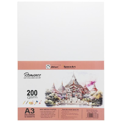 Giấy Vẽ Đa Năng Romance - A3 200gsm - Mix Media Paper - Zen Art TMG 8383 (10 Tờ)