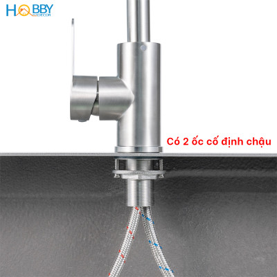 Vòi chậu rửa chén bát nóng lạnh inox 304 cao cấp Hobby home decor CRC1