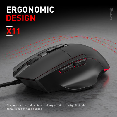 Chuột led gaming macro X11 7200dpi chống mỏi cổ tay cho máy tính hàng nhập khẩu