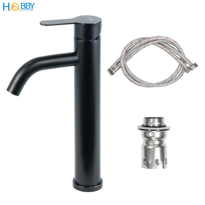 Vòi rửa mặt nóng lạnh mẫu cao inox 304 sơn đen Hobby home decor VRM8