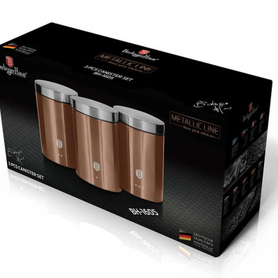 Bộ 3 hộp đựng Berlinger Haus BH/6720 - vàng hồng trơn Hàng chính hãng