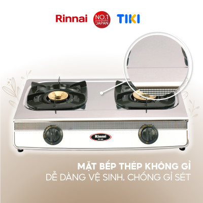 Bếp gas dương Rinnai RV-460(S) mặt bếp inox và kiềng bếp men - Hàng chính hãng.