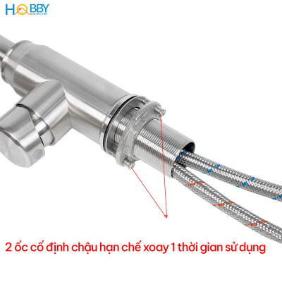 Vòi rửa chén nóng lạnh Inox 304 xoay tròn Hobby home decor CRC5 có dây