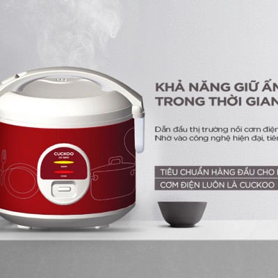 Nồi cơm điện nắp gài Cuckoo CR-1001V/RDWH, 1.8L, Hàng chính hãng - Bảo hành 24 tháng