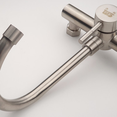 Vòi rửa chén nóng lạnh âm tường Inox SUS 304 Eurolife EL-T018AT (Trắng vàng)