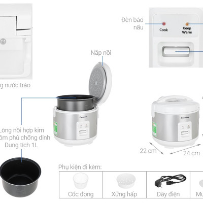 Nồi cơm nắp gài Panasonic 1 lít SR-MVN10LRAX - Hàng Chính Hãng