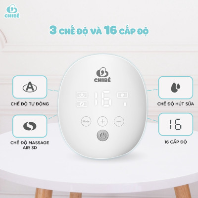 Máy Hút Sữa Điện Đôi Rảnh Tay Chibe CB010 Dễ Dàng Sử Dụng 16 Tốc Độ Hút, 3 Chế Độ Hút - Hàng Chính Hãng