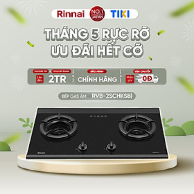 Bếp gas âm đầu đốt trong Rinnai RVB-2SCHi(SB) mặt bếp kính SCHOTT và kiềng bếp gang - Hàng chính hãng