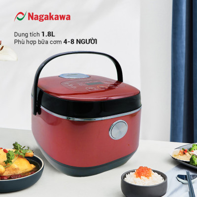 Nồi Cơm Điện Tử Lòng Niêu Nagakawa NAG0135 (1.8L - 900W) - Tích Hợp 10 Chương Trình Nấu - Hàng Chính Hãng