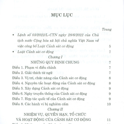 Luật Cảnh Sát Cơ Động (Bản in năm 2022)