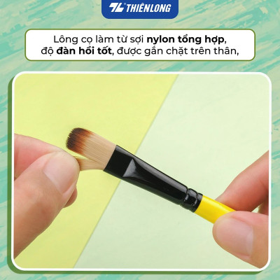 Bộ 5 Cọ vẽ màu nước Thiên Long  đầu Round/ Flat/ Filbert - Cọ lông mềm cho cảm giác tô, vẽ êm mượt