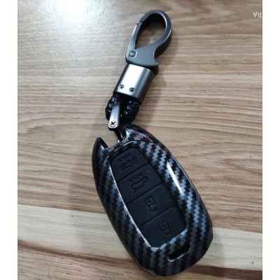 Bao Da Carbon Dành Cho Xe Hyundai Accent 2021 - 4 Nút kèm móc khóa đẹp