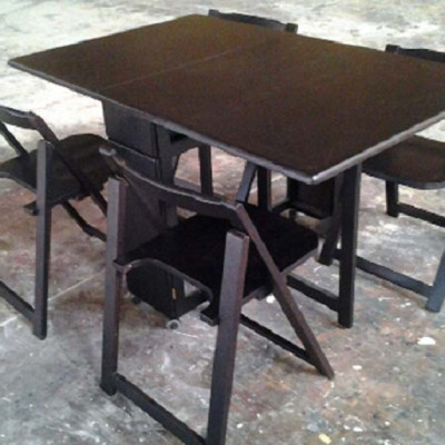 Bàn Ăn Xếp Gọn 4 Ghế (Nâu)