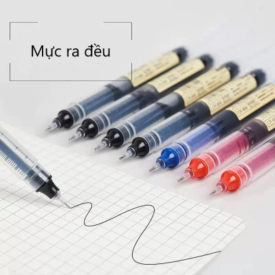 Combo 10 Bút Gel Nước Dạng Mực Lỏng Đầu Kim 3 Điểm 0.5mm Thiết Kế Đơn Giản Ống Mực Lớn Màu Xanh