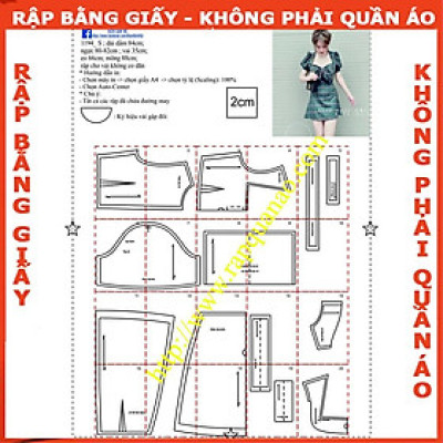 Rập giấy đầm dáng A cổ 5 góc 1194 (BẢN VẼ)