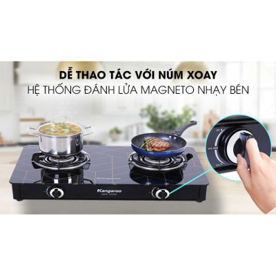 Bếp gas đôi dương kính Kangaroo KG526M - Hàng chính hãng